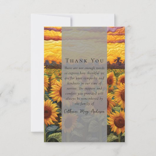 Rustieke Zonnebloemen Foto Sympathy Funeral Memori Bedankkaart (Voorkant)