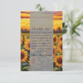 Rustieke Zonnebloemen Foto Sympathy Funeral Memori Bedankkaart (Staand voorkant)
