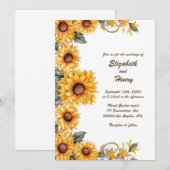 Rustieke zonnebloemen: Gepersonaliseerde bruiloft  Kaart (Voorkant / Achterkant)