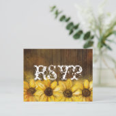 Rustieke zonnebloemen geschilderd op hout | RSVP Uitnodiging Briefkaart (Staand voorkant)