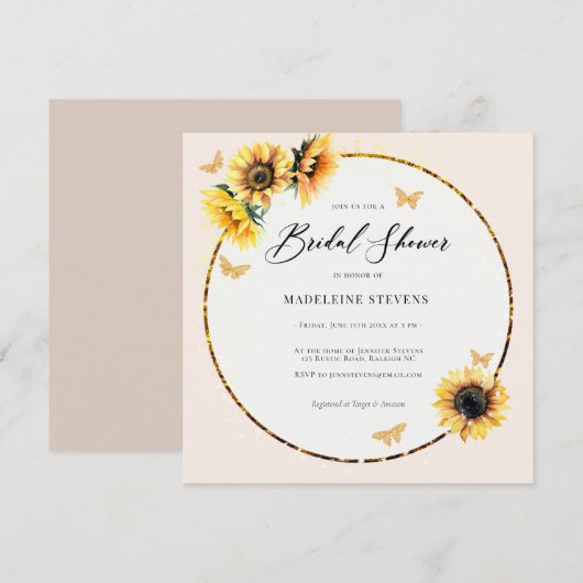 Rustieke Zonnebloemen Gouden Butterfy Boho Vrijgez Kaart (Voorkant / Achterkant)