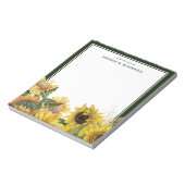 Rustieke zonnebloemen groene rand van het bureau v notitieblok (Linkerzijde)