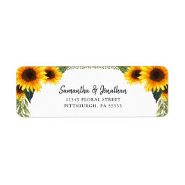 Rustieke zonnebloemen | Handgeschreven stijl Etiket