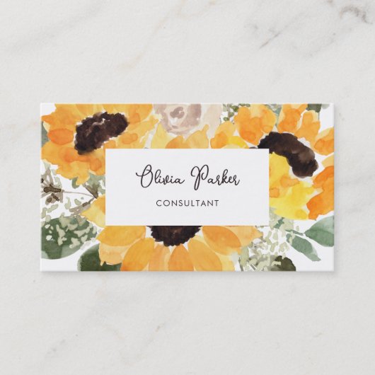 Rustieke zonnebloemen | Helder en kleurrijk Visitekaartje (Voorkant)