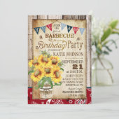 Rustieke Zonnebloemen Hout Bandanna Verjaardag Kaart (Staand voorkant)