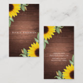 Rustieke Zonnebloemen & Hout Elegant Country Chic Visitekaartje (Voorkant / Achterkant)