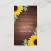 Rustieke Zonnebloemen & Hout Elegant Country Chic Visitekaartje (Achterkant)