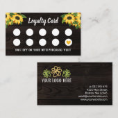 Rustieke Zonnebloemen Hout Graan Geel Hart 10e Klantenkaartje (Voorkant / Achterkant)