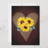 Rustieke Zonnebloemen Hout Hart String Lights Kaart (Achterkant)