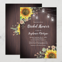 Rustieke Zonnebloemen Hout Mason Jar Vrijgezellenf Kaart