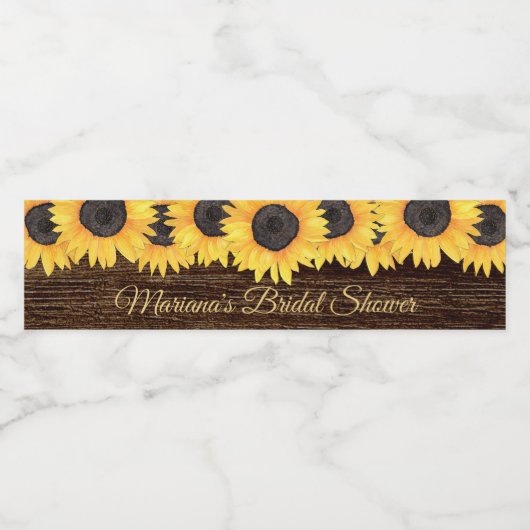 Rustieke Zonnebloemen Hout Vrijgezellenfeest Waterfles Etiket (Enkel label)