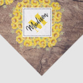 Rustieke zonnebloemen & houtstructuur monogram tissuepapier (Detail)