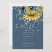 Rustieke Zonnebloemen Iets Blauw Vrijgezellenfeest Kaart (Voorkant)