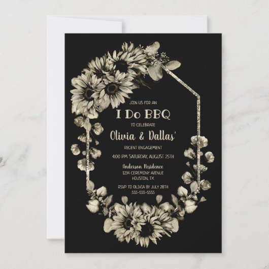 Rustieke zonnebloemen Ik doe BBQ Black Engagement  Kaart (Voorkant)