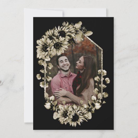 Rustieke zonnebloemen Ik doe BBQ Black Engagement  Kaart (Achterkant)