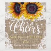Rustieke zonnebloemen juwelen en kant gejuich brui wijn etiket (Enkel label)