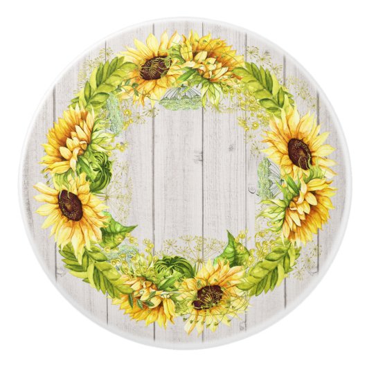 Rustieke Zonnebloemen Kabinet / Ladeknop Keramische Knop (Voorkant)