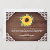 Rustieke Zonnebloemen Kant Babys Breath Bruiloft Bedankkaart (Achterkant)