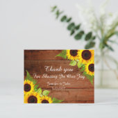 Rustieke Zonnebloemen Kant Bruiloft Dank u Briefka Briefkaart (Staand voorkant)