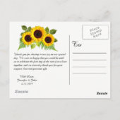 Rustieke Zonnebloemen Kant Bruiloft Dank u Briefka Briefkaart (Achterkant)