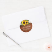 Rustieke Zonnebloemen Kant Bruiloft Stickers (Envelop)