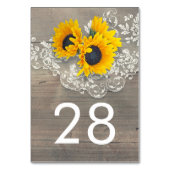Rustieke Zonnebloemen Kant en Hout Tafelnummer (Achterkant)