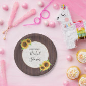 Rustieke Zonnebloemen Kant Hout Vrijgezellenfeest Papieren Bordje (Feest)