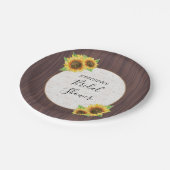 Rustieke Zonnebloemen Kant Hout Vrijgezellenfeest Papieren Bordje (Gekanteld)