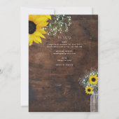 Rustieke Zonnebloemen Katholieke Nuptial Mass Brui Kaart (Achterkant)