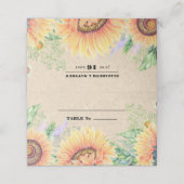 Rustieke Zonnebloemen Kraft Papier Huwelijk  Plaatskaartje (Buitenkant ongevouwen)