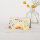 Rustieke Zonnebloemen Kraft Papier Huwelijk  Plaatskaartje (Achterkant)