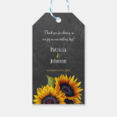 Rustieke zonnebloemen krijtbord bruiloft gunst cadeaulabel (Voorkant)