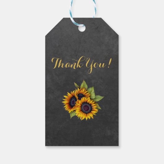 Rustieke zonnebloemen krijtbord bruiloft gunst cadeaulabel (Achterkant)