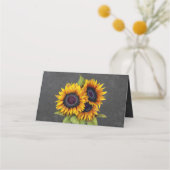 Rustieke zonnebloemen krijtbord trouwtafel plaats plaatskaartje (Achterkant)