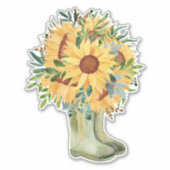 Rustieke zonnebloemen & laarzen sticker (Voorkant)