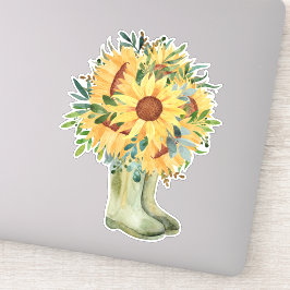 Rustieke zonnebloemen & laarzen sticker