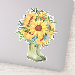 Rustieke zonnebloemen & laarzen sticker