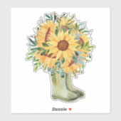 Rustieke zonnebloemen & laarzen sticker (Vel)