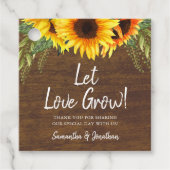 Rustieke zonnebloemen laten liefde groeien bruilof bedankjes labels (Voorkant)