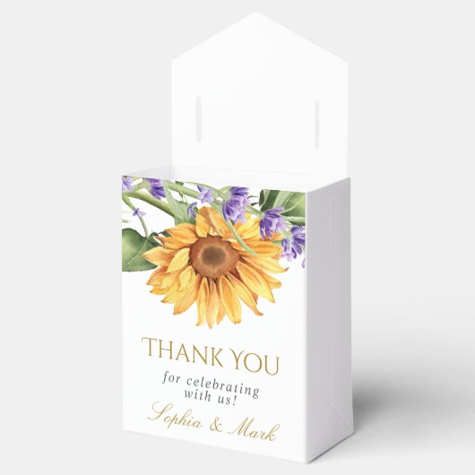 Rustieke Zonnebloemen & Lavander Bruiloft Bedankdoosjes (Geopend)