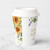 Rustieke Zonnebloemen & Lavander Bruiloft Papieren Bekers (Rechts)