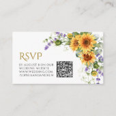 Rustieke Zonnebloemen & Lavander Bruiloft QR Code Informatiekaartje (Voorkant)