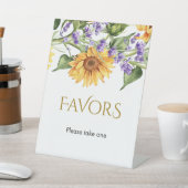 Rustieke Zonnebloemen & Lavander Bruiloft Reclamebord Met Voetstuk (Insitu)