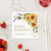 Rustieke zonnebloemen & lavander bruiloft servette servet (Insitu)