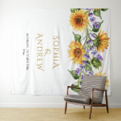 Rustieke Zonnebloemen & Lavander Bruiloft Wandkleed (In Situ (horizontaal))