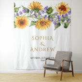 Rustieke Zonnebloemen & Lavander Bruiloft Wandkleed (In situ)
