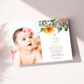 Rustieke zonnebloemen & lavander foto doop kaart