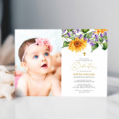 Rustieke Zonnebloemen & Lavander Foto Toewijding Kaart