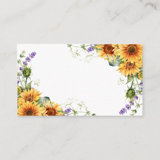 Rustieke Zonnebloemen & Lavander Luier Raffle Kaar Informatiekaartje (Achterkant)