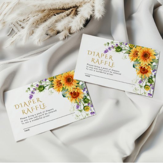 Rustieke Zonnebloemen & Lavander Luier Raffle Kaar Informatiekaartje